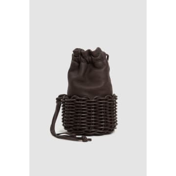 Shop Cristaseya Leather Basket Small Bag Dark Brown
