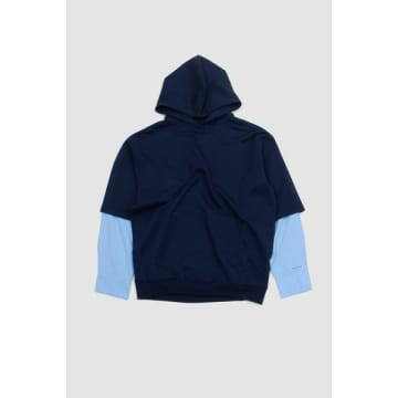 Shop Marni Organic Cotton Hooded Sweatshirt Blue Kyanite