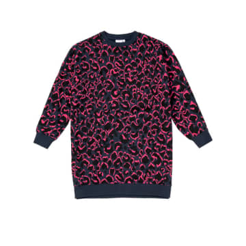 Shop Scamp & Dude Navy With Black And Pink Shadow Leopard Oversized Tunic In Blue