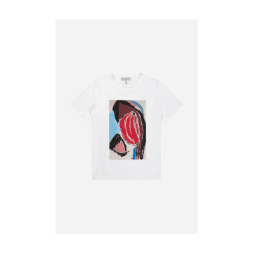 Shop Munthe Micas Abstract Artistic T-shirt Col: White Multi, Size: 12