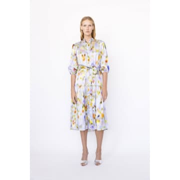 Shop Christy Lynn Lana Rainflower Watercolour Dress Size: L, Col: Blue Mult