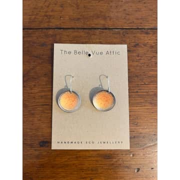 The Bellevue Attic Domed Enamel Sixpence Earrings | Apricot In Orange