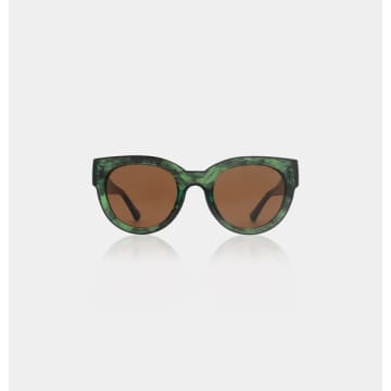 Shop A.kjaerbede Lily Sunglasses In Green Marble Transparent