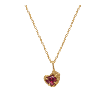 Shop Loveness Lee Red Heart Necklace In Metallic