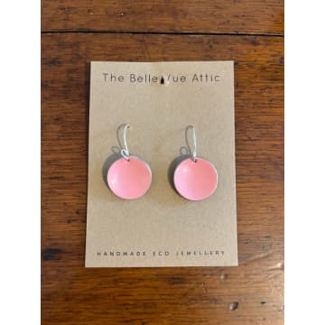 The Bellevue Attic Domed Enamel Sixpence Earrings | Rose In Pink