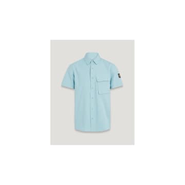Shop Belstaff Scale Short Sleeve Shirt Col: Skyline Blue, Size: S