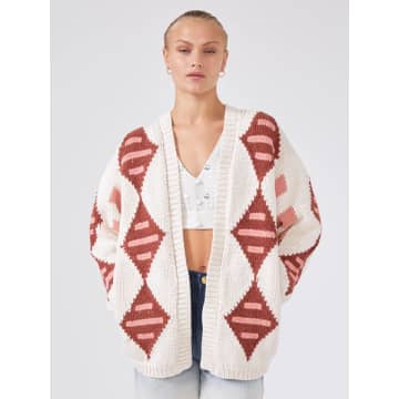 Hayley Menzies Nomad Cotton Intarsia Long Cardigan In White