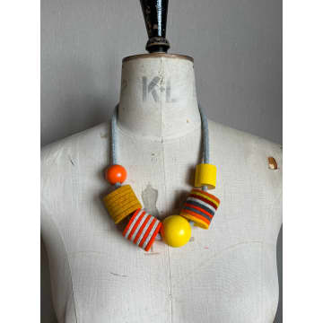 Lynsey Walters Industrial Felt Necklace Wool + Rope Orange In Yellow