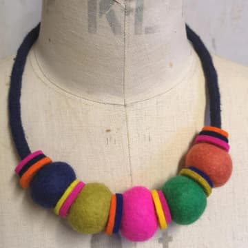 Lynsey Walters Merino&rope Felt Necklace Bright In Multi