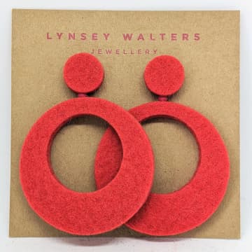 Lynsey Walters Retro Hoop Earring Large Red