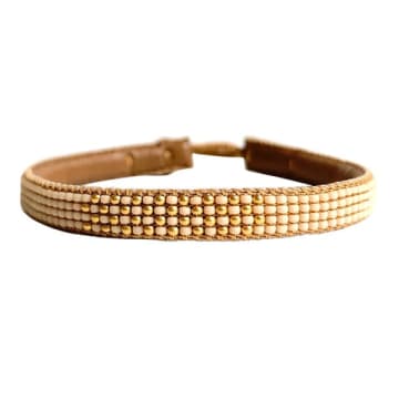 Ibu Jewels Pin Antique Beige Bracelet In Gold