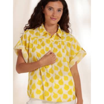 Shop Mat De Misaine Lemon Yellow Ginkgo Leaf Print Shirt Cousteau