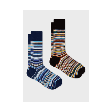 Shop Paul Smith 2 Pack Signature Stripe Socks Size: Os, Col: Multi