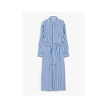 Shop Max Mara Weekend Falasco Striped Tie Waist Midi Dress Col: Blue Stripe