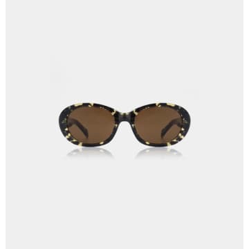 Shop A.kjaerbede Black/yellow Tortoise Anma Sunglasses