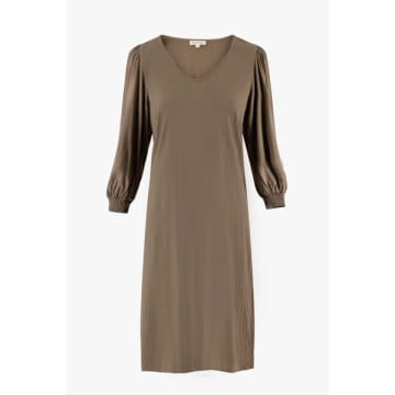 Shop Zusss Dress With Puff Sleeve Clay