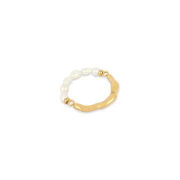 Shop Gold Trip Asymmetric Pearl Boho Ring In Gold
