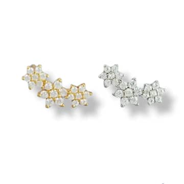 Shop Gold Trip Crystal Flower Ear Climbers In Gold