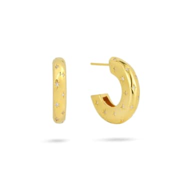 Shop Gold Trip Starry Night Chunky Hoop Earrings In Metallic
