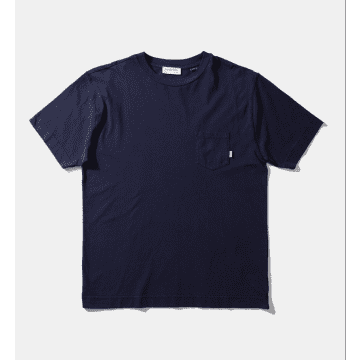 Shop Edmmond Studio Navy Pocket Core T-shirt In Blue