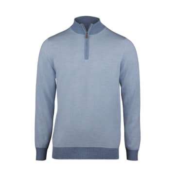 Shop Stenströms - Light Blue Merino Wool Half Zip 4202411355103