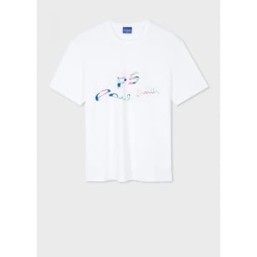 Shop Paul Smith Wave Script T-shirt Col: 01 White, Size: Xl