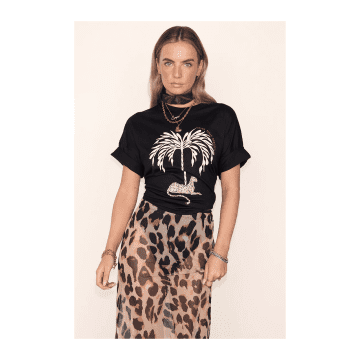 Shop Never Fully Dressed Gaia Leopard T-shirt Size: S, Col: Black In Animal Print
