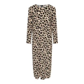 Shop Pieces Leopard Plisse Midi Dress In Animal Print