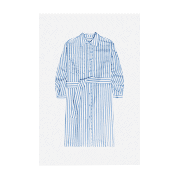 Shop Munthe Mateo Stripe Shirt Dress With Belt Size: 10, Col: Blue/white