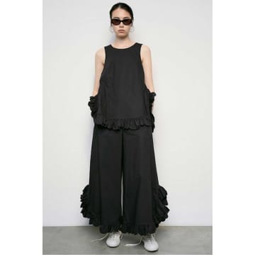 Shop Meimeij Ruffle Culottes In Black