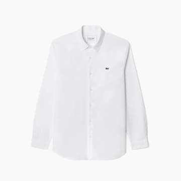 Shop Lacoste White Cotton Stretch Slim Fit Shirt