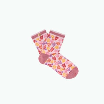 Shop Cabaia Women's Socks With Coral Pattern In Pink