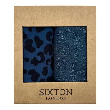 Shop Sixton London : Denim Mix Duo Sock Set In Blue