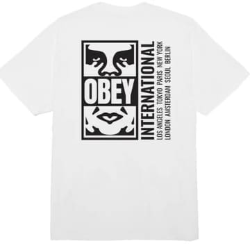Shop Obey Icon Split Classic T-shirt (white)