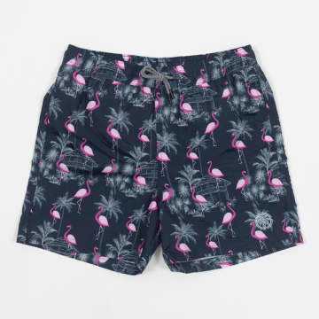 Shop Jack & Jones Fiji Flamingo Swim Shorts In Navy In Blue