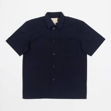 Shop Uskees Lightweight Short Sleeve Overshirt In Navy In Blue