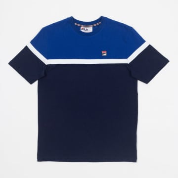 Shop Fila Colour Block T-shirt In Blue & White