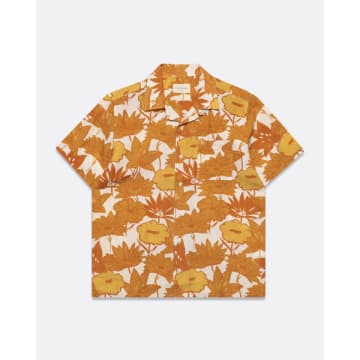 Shop Far Afield Afs805 Selleck Ss Shirt Flower Collage Print In Honey Gold In Yellow