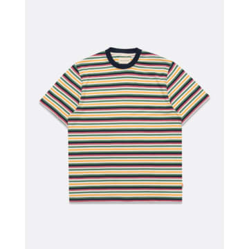 Shop Far Afield Afts277a Crew Neck T Shirt Blackpool Stripe In Yarn Dyed Multicolour In Red