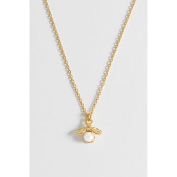 Shop Estella Bartlett Pearl Bee Necklace In Gold