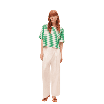 Shop Suncoo Milano T-shirt In Green Stripes From