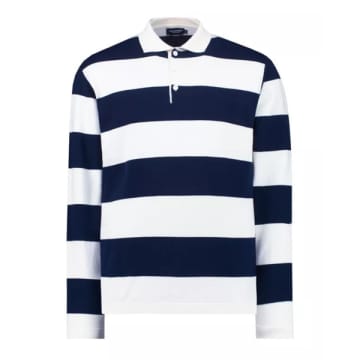 Shop Holebrook Berra Rugger Ls Knit Top Navy White Stripe In Blue