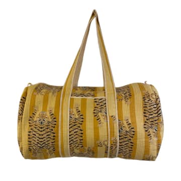 Shop Behotribe  &  Nekewlam Duffle Bag Large Quilted Cotton Ocher Tiger