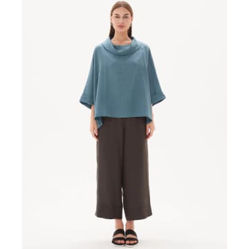 Tirelli Funnel Neck Top Washed Blue