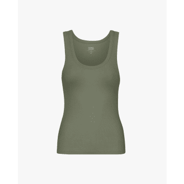 Shop Colorful Standard Cs2054 Women Organic Rib Tank Top Dusty Olive In Green