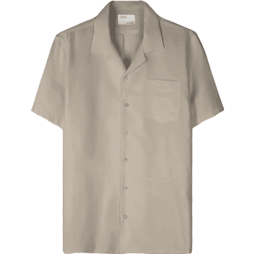 Shop Colorful Standard Cs4009  Linen Short Sleeved Shirt Oyster Grey