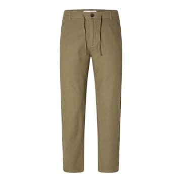 Selected Homme Slim Tape Brody 172 Linen Trouser In Green