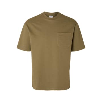 Selected Homme Loose Saul Slub Ss T In Green