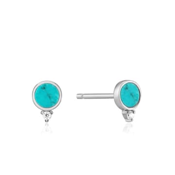 Shop Ania Haie Turquoise Silver Stud Earrings In Metallic