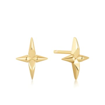 Shop Ania Haie Cross Stud Earrings In Gold